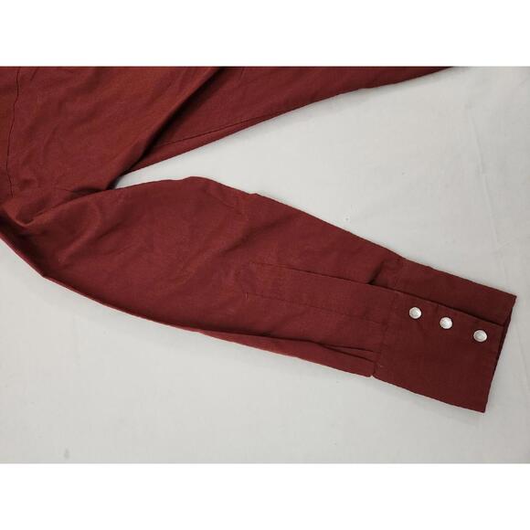 Vintage Men’s Medium Chute Red Maroon Western Pearl Snap Embroidered Wagon Shirt - Picture 10 of 15